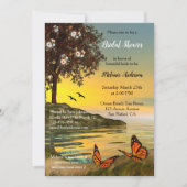 湖の花の蝶のブライダルシャワーの招待状 招待状 (正面)