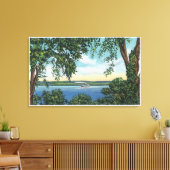 湖の蒸気船の眺め キャンバスプリント (インサイチュ (リビング))