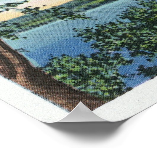 湖の蒸気船の眺め ポスター (角)