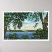湖の蒸気船の眺め ポスター (正面)