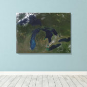 湖の衛星ビ素晴らしュー キャンバスプリント (インサイチュ (ウッドフロア))