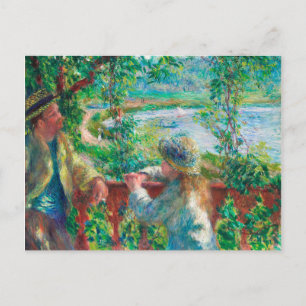 湖の近くにルノアール印象派絵画の ポストカード