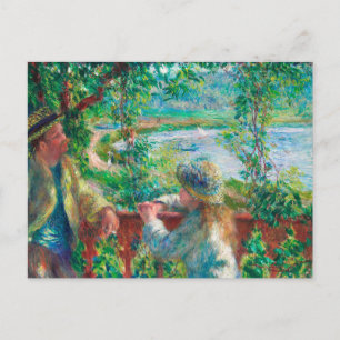 湖の近くにルノアール印象派絵画の ポストカード