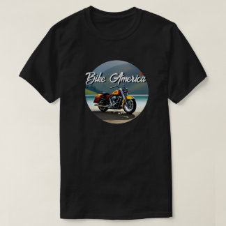 湖の近くに駐車されたオートバイ Tシャツ