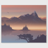 湖の近くのファイアーキャンプ ラッピングペーパー (フラット)