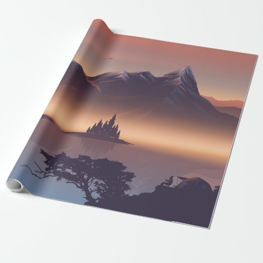 湖の近くのファイアーキャンプ ラッピングペーパー (アンロールド)