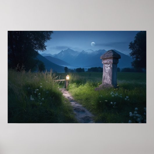 湖の近くの敷地境界線への曲げ道 ポスター (正面)