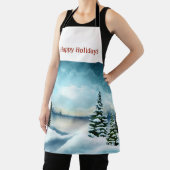 湖の近くの雪の松 エプロン (インサイチュ)