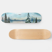 湖の近くの雪の松 スケートボード (横)