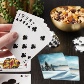 湖の近くの雪の松 トランプ (インサイチュ)