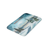 湖の近くの雪の松 バスマット (アングル)