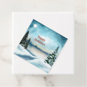 湖の近くの雪の松 フェイバータグ (インサイチュ)