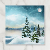 湖の近くの雪の松 フェイバータグ (裏面)