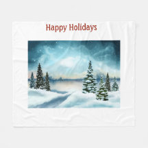 湖の近くの雪の松