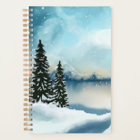 湖の近くの雪の松 プランナー手帳 (正面)