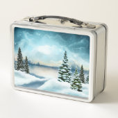湖の近くの雪の松 メタルランチボックス (裏面)