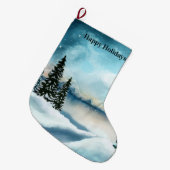 湖の近くの雪の松 ラージクリスマスストッキング (正面 (吊り時))