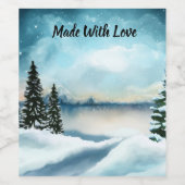 湖の近くの雪の松 ワインラベル (シングルラベル)