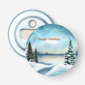 湖の近くの雪の松 栓抜き (正面)