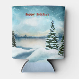 湖の近くの雪の松 缶クーラー