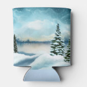 湖の近くの雪の松 缶クーラー (裏面)