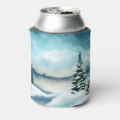 湖の近くの雪の松 缶クーラー (缶裏面)
