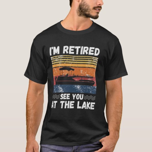 湖の退職したレトロポンツーンボートで Tシャツ (正面)