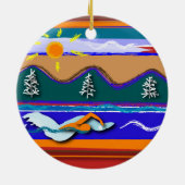 湖の開放水域の水泳の円形のオーナメント セラミックオーナメント (裏面)