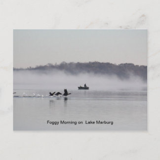 湖の霧の朝 ポストカード