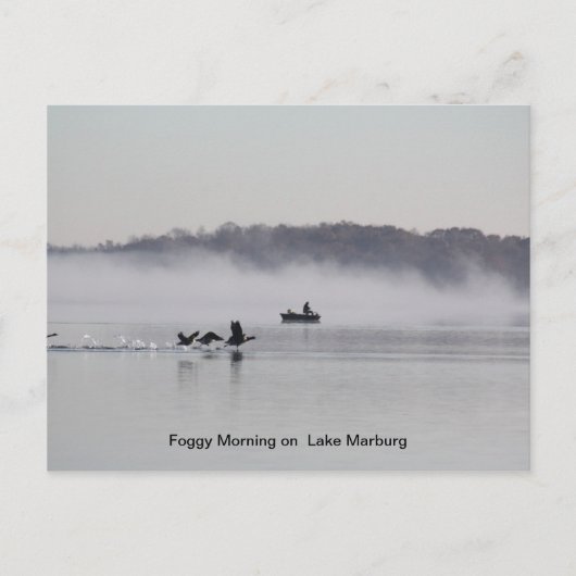 湖の霧の朝 ポストカード (正面)