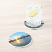 湖の青い夕日 コースター (側面)