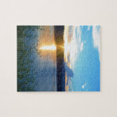 湖の青い夕日 ジグソーパズル (横)