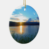 湖の青い夕日 セラミックオーナメント (右)