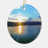 湖の青い夕日 セラミックオーナメント (左)