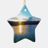 湖の青い夕日 セラミックオーナメント (右)