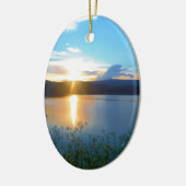 湖の青い夕日 セラミックオーナメント (左)