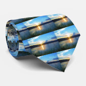 湖の青い夕日 ネクタイ (ロール)