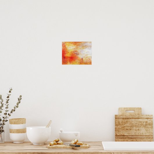 湖の風景に沈むターナーの太陽抽象芸術 ポスター (キッチン)