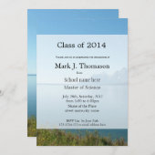 湖の風景写真を使った卒業パーティーの案内 招待状 (正面/裏面)