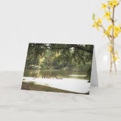 湖の風景，すぐによくなる カード (黄色い花)