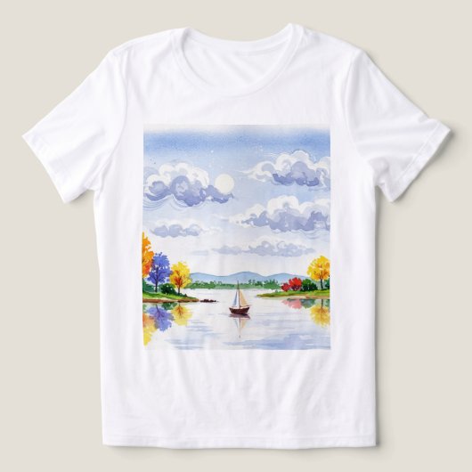 湖の風景 トライブレンドTシャツ (デザイン正面)