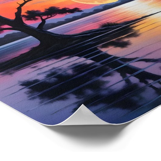 湖の風景 ポスター (角)