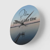 湖の風景 ラウンド壁時計 (傾斜)