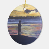 湖の魚釣り セラミックオーナメント (左)