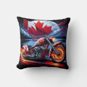 湖の鮮やか近くにカナダ国旗を持つオートバイ クッション (正面)