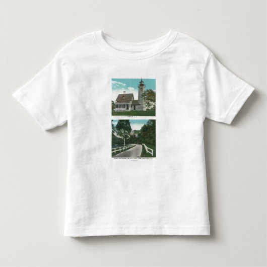 湖のChamplainの灯台の眺め トドラーTシャツ (正面)
