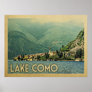 湖のComoイタリアのヴィンテージ旅行 ポスター