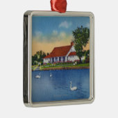 湖のHoopes公園の白鳥の眺め メタルオーナメント (右)