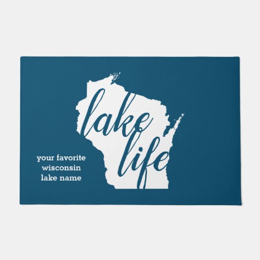 湖のlifeウィスコンシンによってカスタマイズ湖の名前 ドアマット (正面)