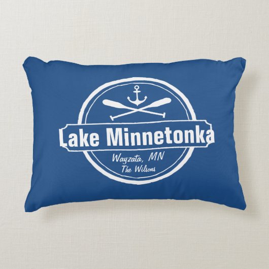 湖のMinnetonkaミネソタのいかりの町および名前 アクセントクッション (正面)